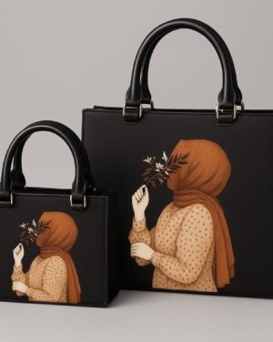 Artistic Portrait Black Satchel Set - Statement Handbags