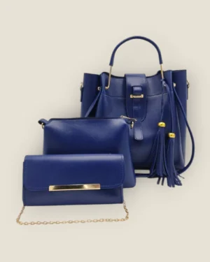 Vibrant Royal Blue 3-Piece Satchel Set with Tassels