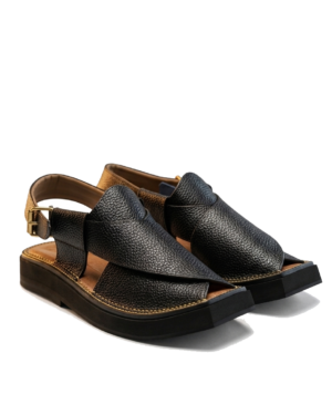 Premium Kaptaan chappal - Dotted Black